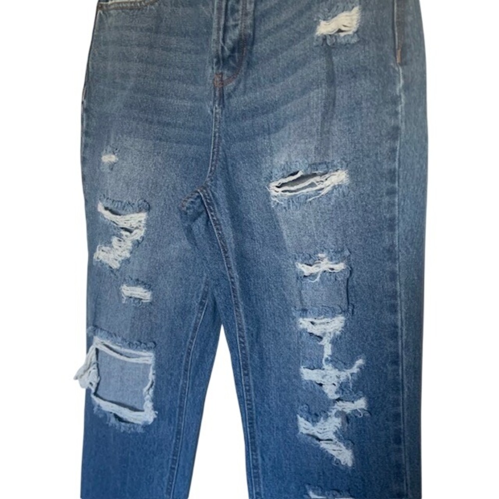 Vanilla Star NWT Super High Rise Distressed Straight Leg Jeans Size 9 Y2K 90s - Picture 3 of 9